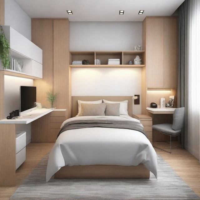 Create a bedroom that measures 2