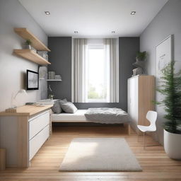 Create a bedroom that measures 2