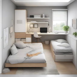 Create a bedroom that measures 2