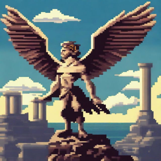 A harpy from Greek mythology depicted in pixel art style