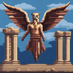 A harpy from Greek mythology depicted in pixel art style