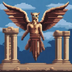 A harpy from Greek mythology depicted in pixel art style