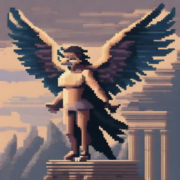 A harpy from Greek mythology depicted in pixel art style