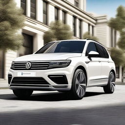 Create an image of a Volkswagen Tiguan R-Line with BMW wheels