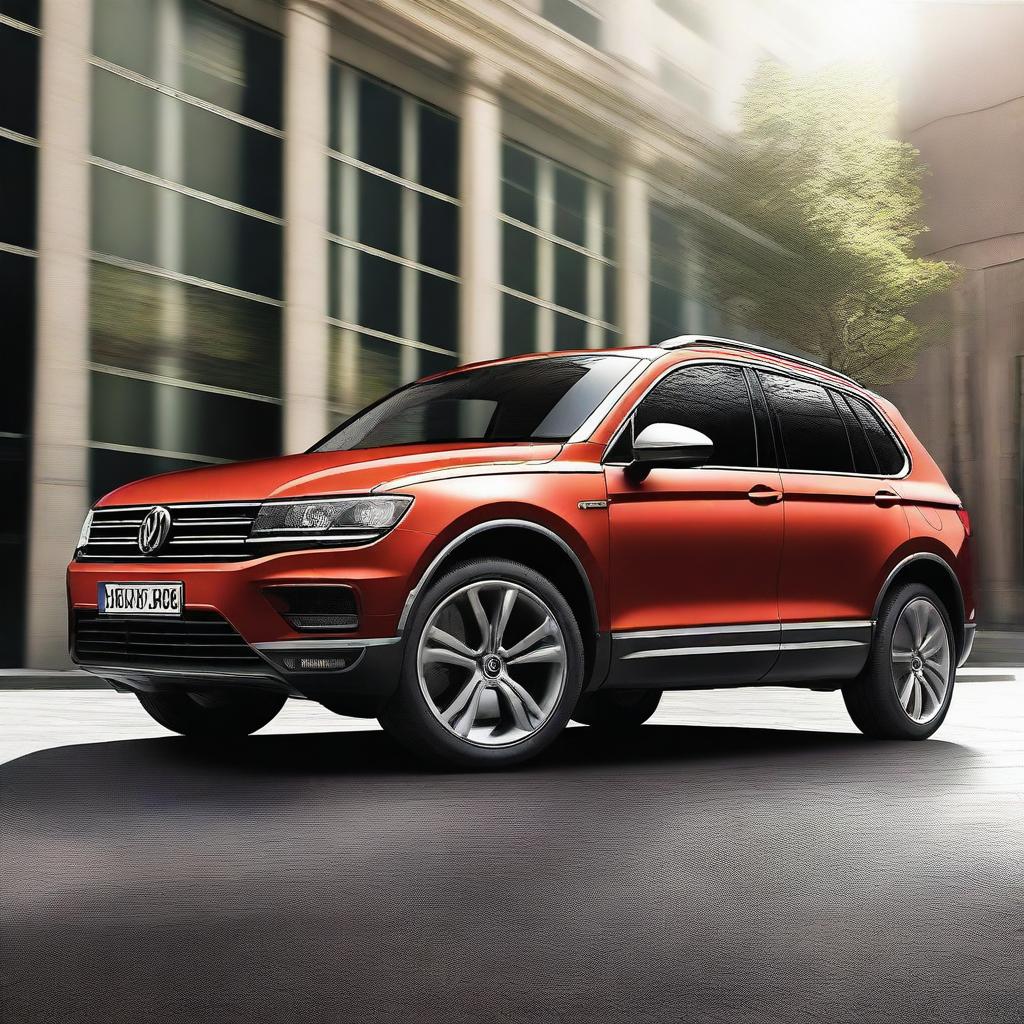 Create an image of a Volkswagen Tiguan R-Line with BMW wheels