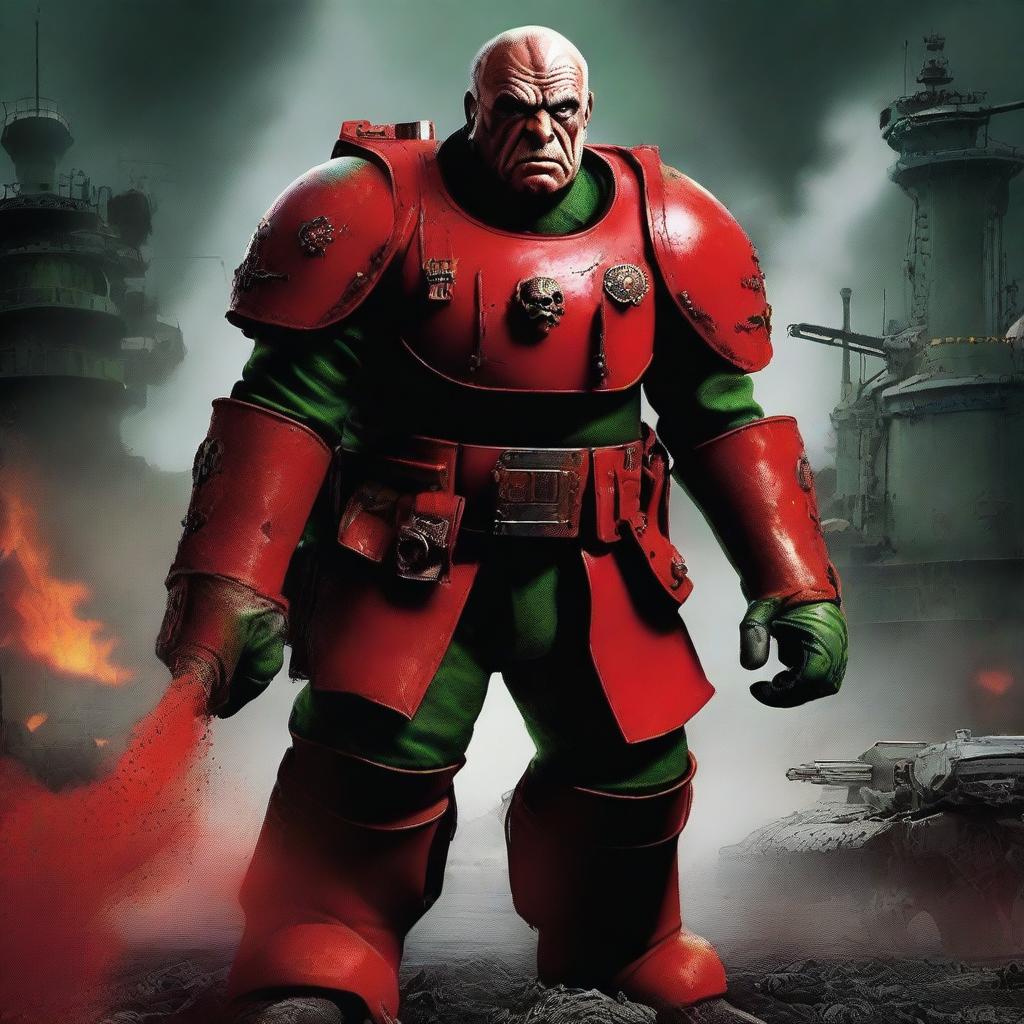 Create a movie poster for 'The Hunt for Red Orktober' starring Sean Connery as a Warhammer 40k ork