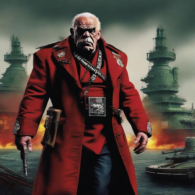 Create a movie poster for 'The Hunt for Red Orktober' starring Sean Connery as a Warhammer 40k ork