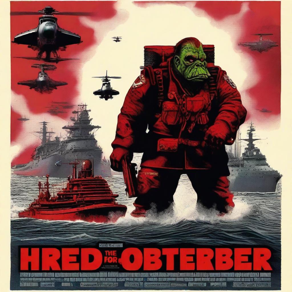 Create a movie poster for 'The Hunt for Red October' but with a twist: all the characters are Warhammer Orks