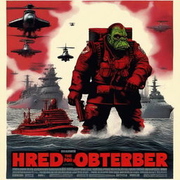 Create a movie poster for 'The Hunt for Red October' but with a twist: all the characters are Warhammer Orks