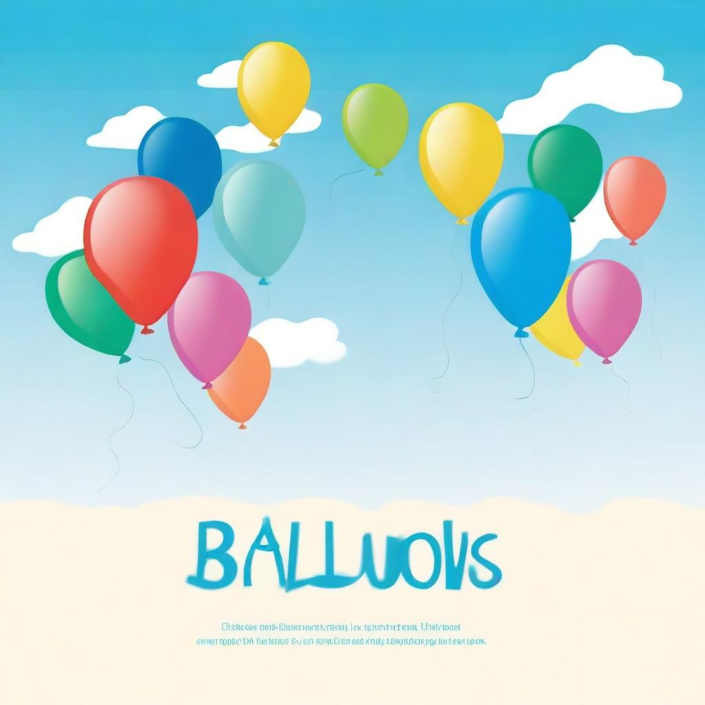 Create an image announcing the publication of a novel entitled 'Balloons'