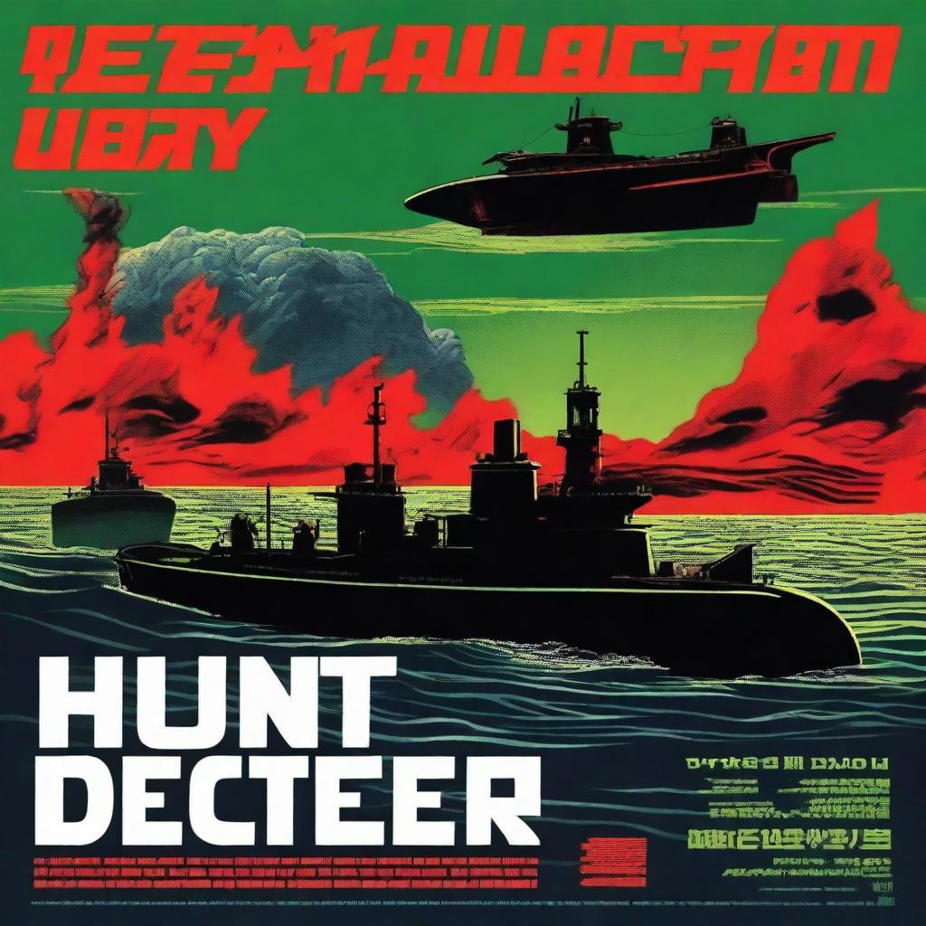 A movie poster depicting orks on a submarine, parodying the classic 'Hunt for Red October' poster