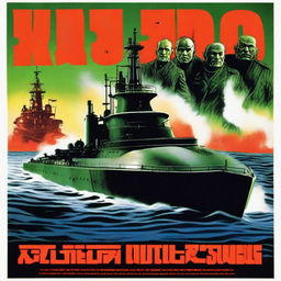 A movie poster depicting orks on a submarine, parodying the classic 'Hunt for Red October' poster