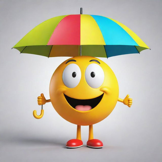 A friendly cartoon character named Mr. Positive, displaying cheerful and optimistic expressions. He wears vibrant colors and always carries a sunny umbrella.