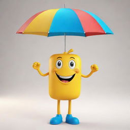 A friendly cartoon character named Mr. Positive, displaying cheerful and optimistic expressions. He wears vibrant colors and always carries a sunny umbrella.