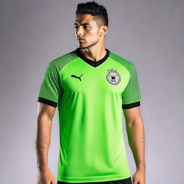 Crie uma imagem de uma camisa de futebol com estilo semelhante às imagens de referência fornecidas