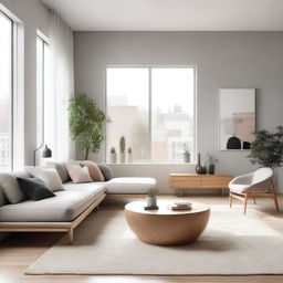 A beautifully designed modern interior space featuring minimalist furniture, sleek lines, and a calming color palette