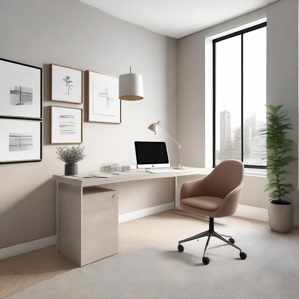 A minimalist office space with a clean and modern design