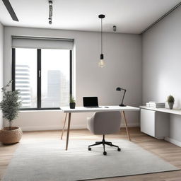 A minimalist office space with a clean and modern design