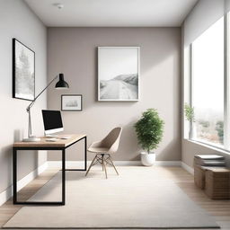 A minimalist office space with a clean and modern design
