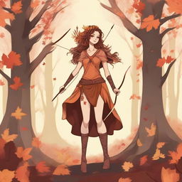 A detailed illustration of a female Dryad in her Autumn form