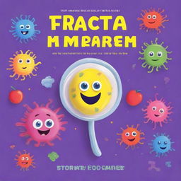 A colorful and engaging children's book cover featuring friendly and cute bacteria characters