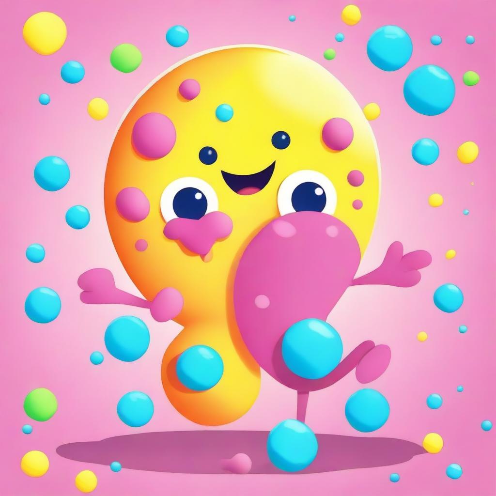 Create a heartwarming image of a mother and baby bacteria character