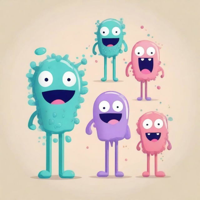 Create an image featuring sad bacteria characters