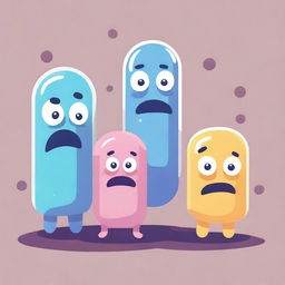 Create an image featuring sad bacteria characters