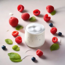 Create an image featuring bacteria in yogurt