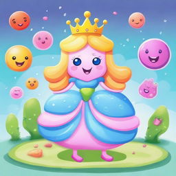 Create an image featuring a bacteria character designed as a princess