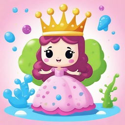 Create an image featuring a bacteria character designed as a princess