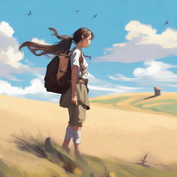 A serene and vast field under a bright sunny sky