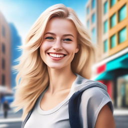 A detailed and realistic image of an attractive young blond woman