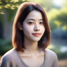 A highly realistic and lifelike depiction of a character named Sila, a 22-year-old woman with shoulder-length hair and a yellowish skin tone