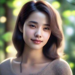 A highly realistic and lifelike depiction of a character named Sila, a 22-year-old woman with shoulder-length hair and a yellowish skin tone