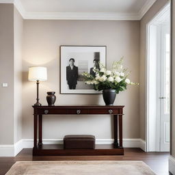 A modern home reception area that exudes warmth and elegance