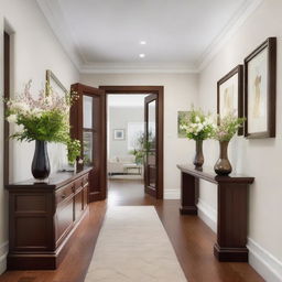 A modern home reception area that exudes warmth and elegance