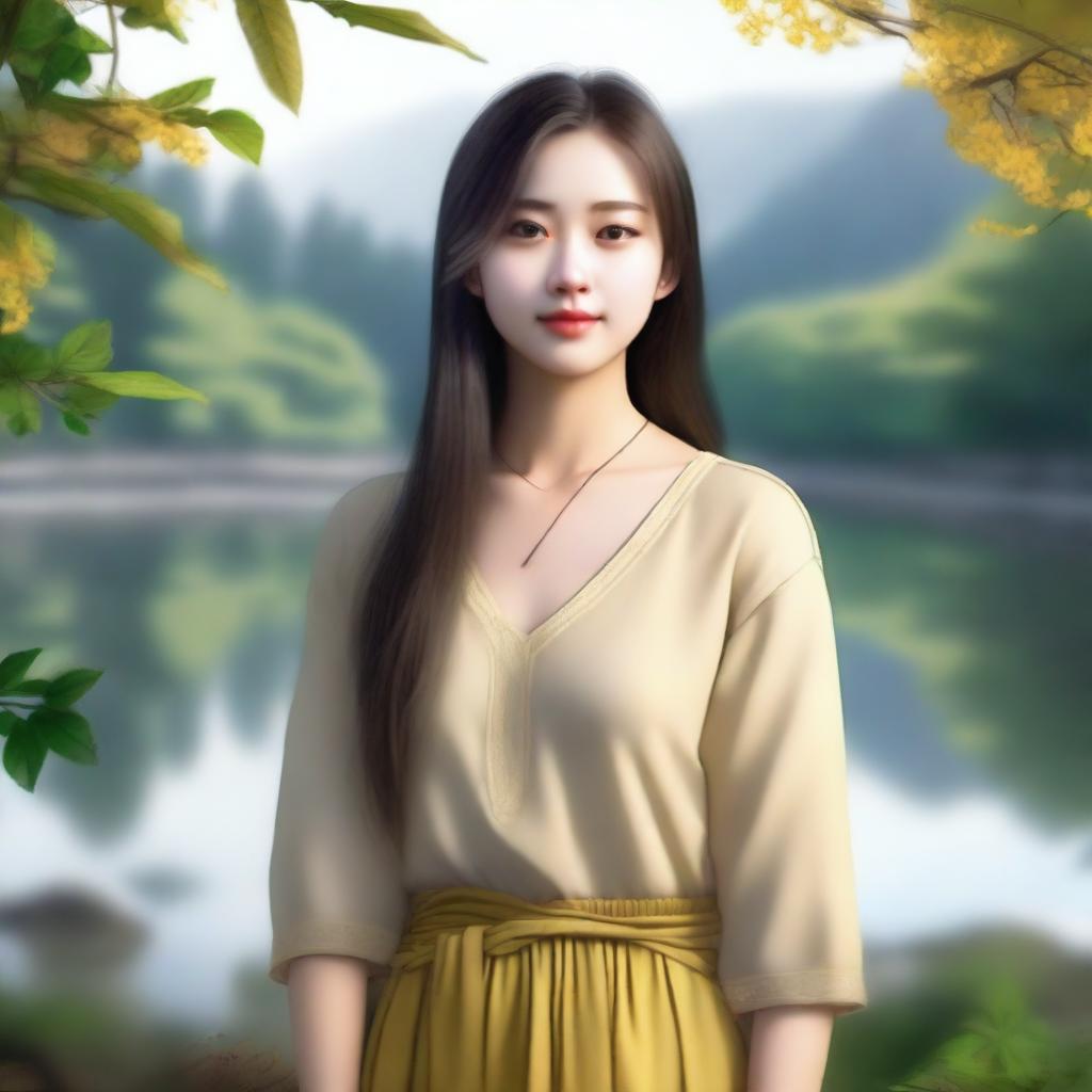 A highly realistic and lifelike depiction of a character named Sila, a 22-year-old woman with shoulder-length hair and a yellowish skin tone