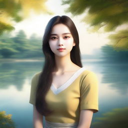 A highly realistic and lifelike depiction of a character named Sila, a 22-year-old woman with shoulder-length hair and a yellowish skin tone