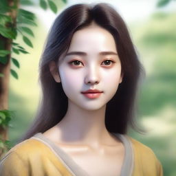 A highly realistic and lifelike depiction of a character named Sila, a 22-year-old woman with shoulder-length hair and a yellowish skin tone