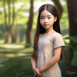 Create an ultra-realistic depiction of a character named Sila at the age of 10