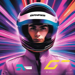 On the cover, a young driver with dark hair and a Formula 1 suit looks determined, surrounded by a blurred circuit illuminated by neon lights