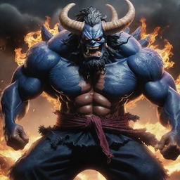 A detailed and visually striking image of Kaido from One Piece. He is a large, muscular, dragon-like creature with an ominous aura.