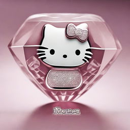 A detailed image of Hello Kitty intricately carved into a diamond, with the word 'Darling' elegantly inscribed on it