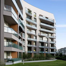 Modern, architecturally striking flats with spacious balconies, large windows, and a sleek exterior design in an urban setting