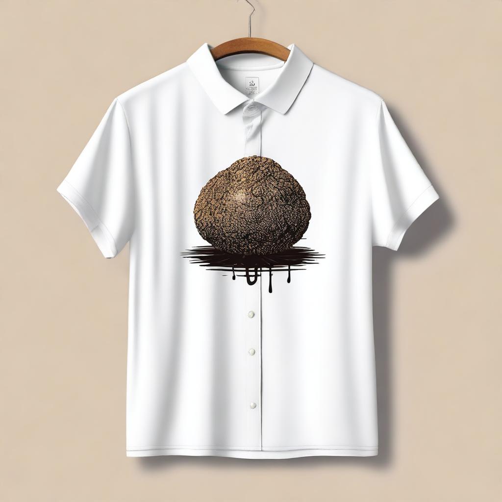 A stylish shirt featuring a detailed illustration of a truffle