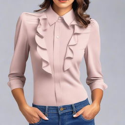 A fashionable shirt featuring a delicate ruffle design