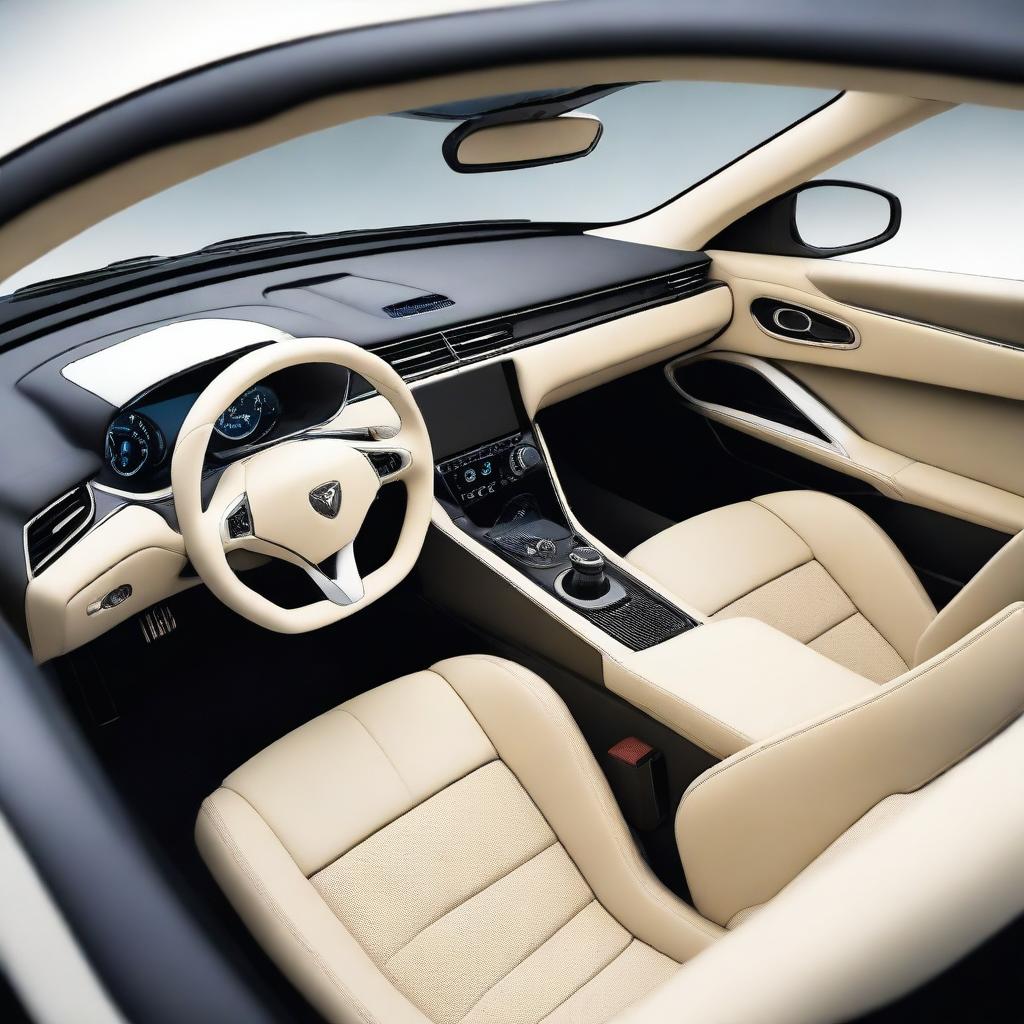 A luxurious and modern interior of a sports car designed to run on compressed natural gas (CNG)