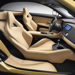 A luxurious and modern interior of a sports car designed to run on compressed natural gas (CNG)