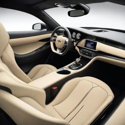 A luxurious and modern interior of a sports car designed to run on compressed natural gas (CNG)